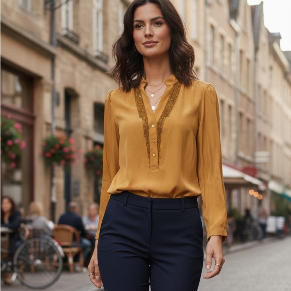 Carlos Miele silk beaded blouse size medium